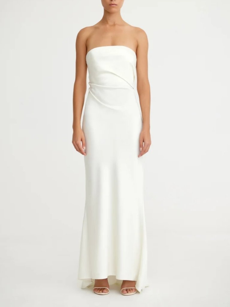 Significant Other Lucile Strapless Gown Bone Pleated Elegant Wedding Size 4 Nwt